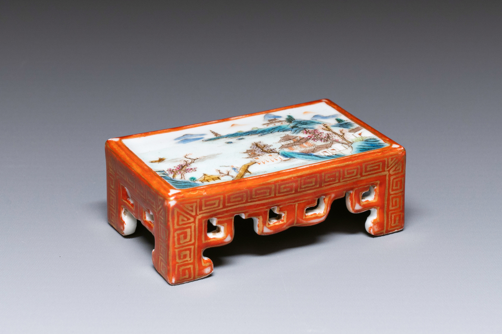 A Chinese famille rose scholar's object, Qianlong mark, Republic
