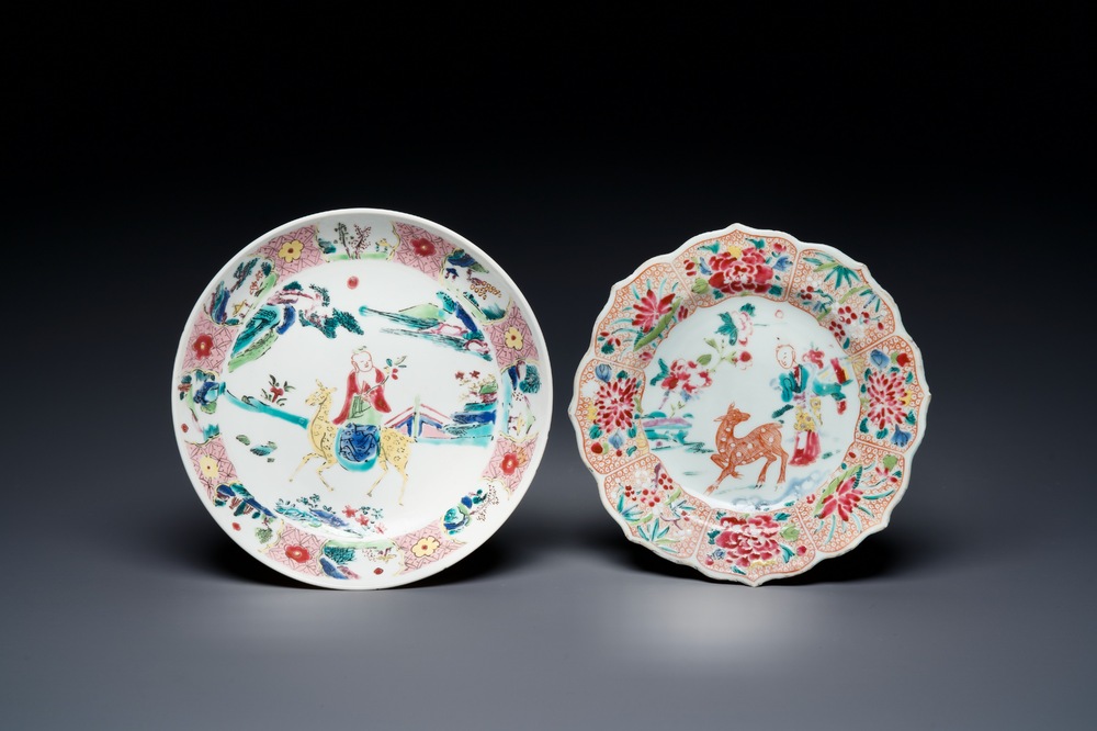 Twee Chinese famille rose bordjes, Yongzheng
