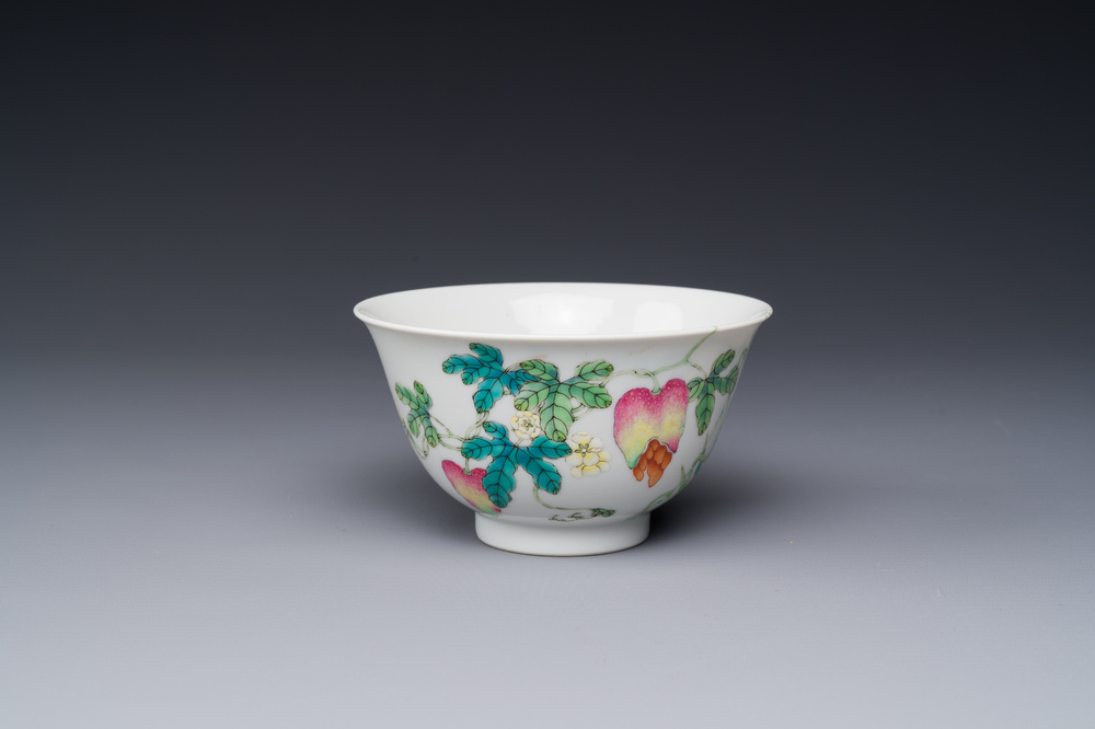 A Chinese famille rose 'bitter melon' bowl, Jiaqing mark, Republic