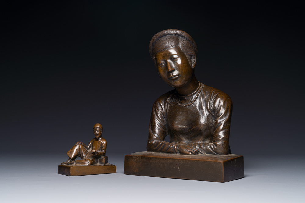 Deux sculptures en bronze, vietnam, 19/20&egrave;me