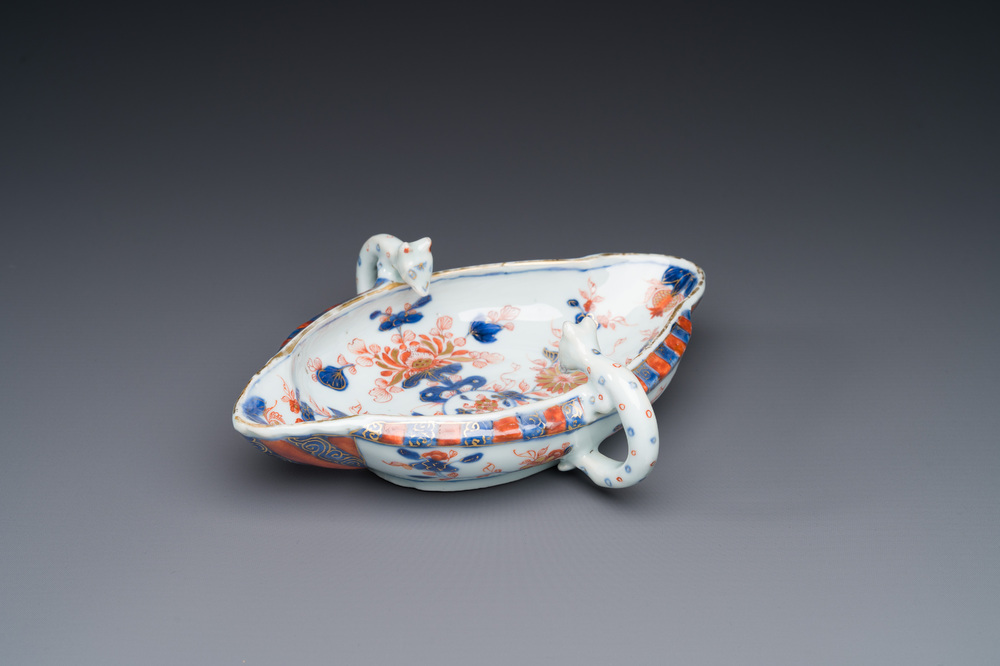 Sauci&egrave;re en porcelaine de Chine de style Imari, ancienne collection d'Auguste le Fort, Kangxi