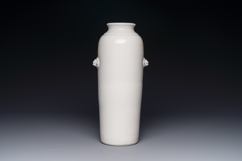 A Chinese Dehua blanc de Chine vase with floral anhua design, Kangxi