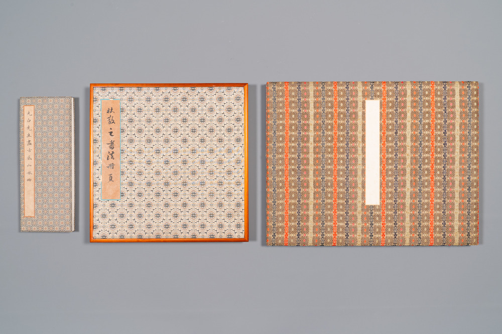 Drie albums: 'Jiang Hanting 江寒汀 (1904-1963), Lin Sanzhi 林散之 (1898-1989) en Qi Gong 启功 (1912-2005)', inkt en kleur op papier