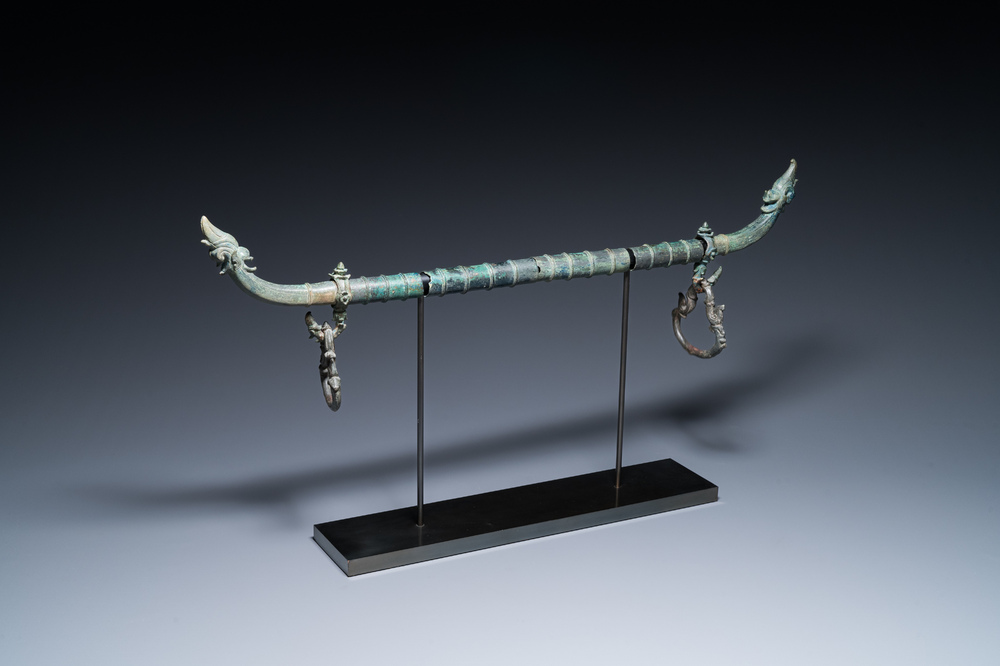 A bronze Khmer palanquin fitting, Cambodia or Thailand, probably Angkor period, 13th C.