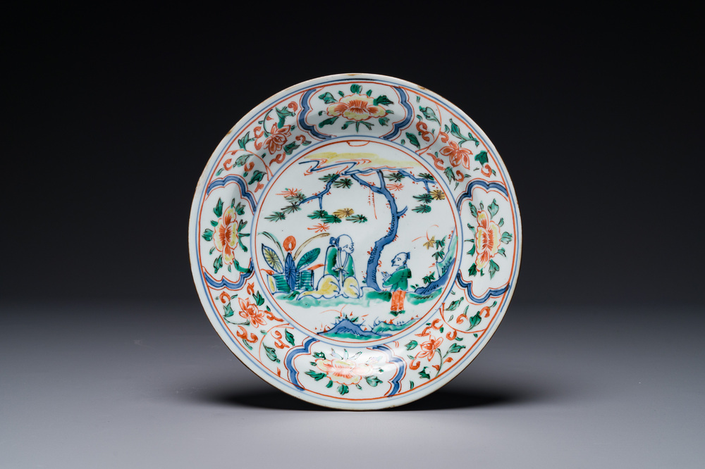 Plat en porcelaine de Chine wucai de type ko-sometsuke pour le Japon, Tianqi