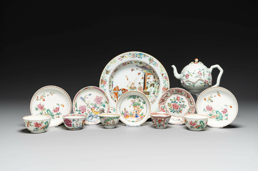 Collection vari&eacute;e en porcelaine de Chine famille rose, Yongzheng/Qianlong
