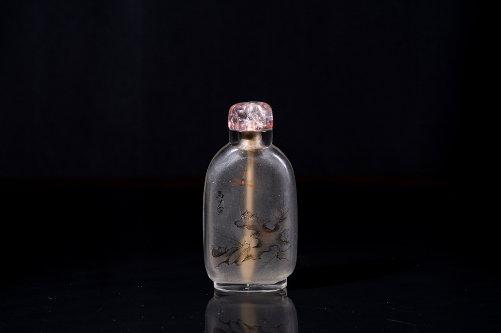 Tabati&egrave;re en verre peint &agrave; int&eacute;rieur, sign&eacute;e Ma Shaoxuan 馬少宣, Chine, 19/20&egrave;me