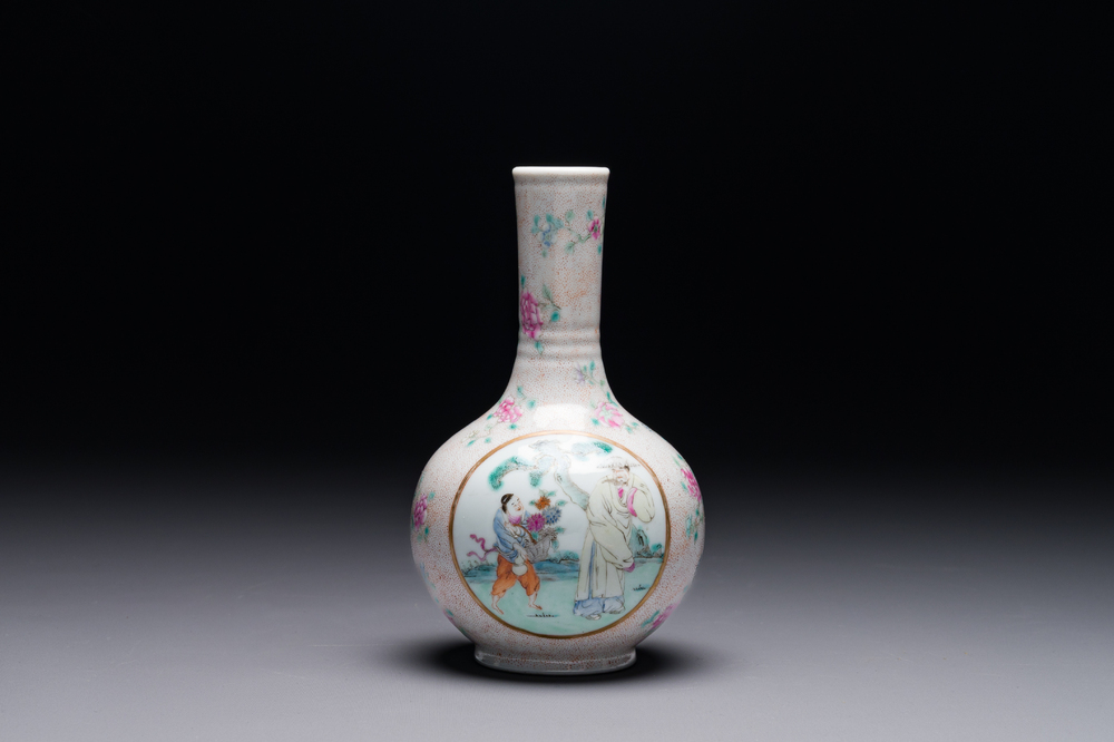 A Chinese famille rose bottle vase, Qianlong mark, Republic
