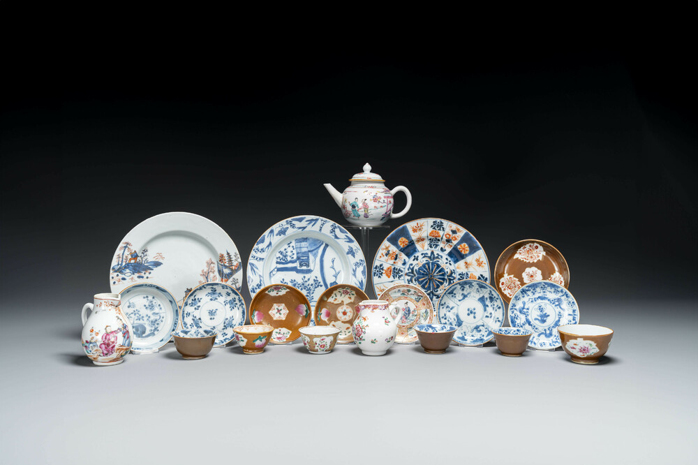 Collection vari&eacute;e en porcelaine de Chine en bleu et blanc, famille rose et de style Imari, Yongzheng/Qianlong