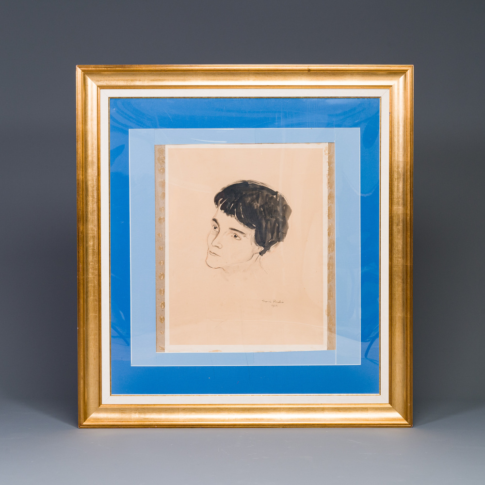 Francis Picabia (1879-1953): 'T&ecirc;te de jeune femme', dessin au crayon et aquarelle, dat&eacute; 1921