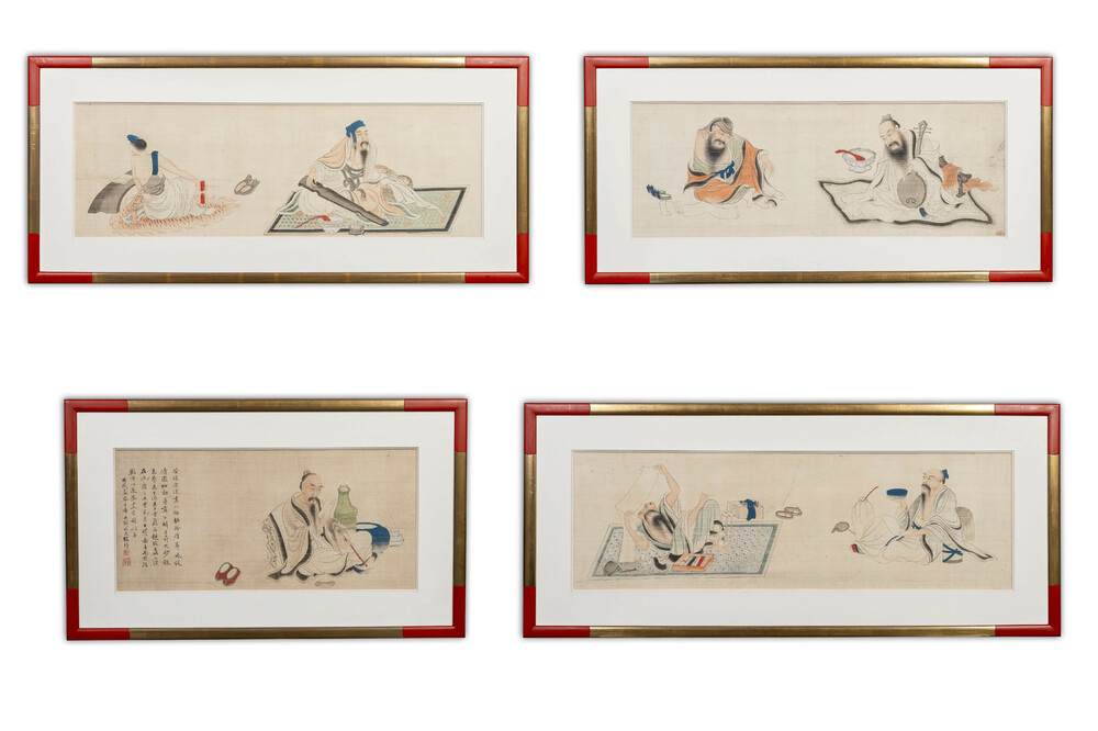Chinese school: A series of four paintings, ink and colour on silk, signed Qi Qi 岐琦, dated 1886