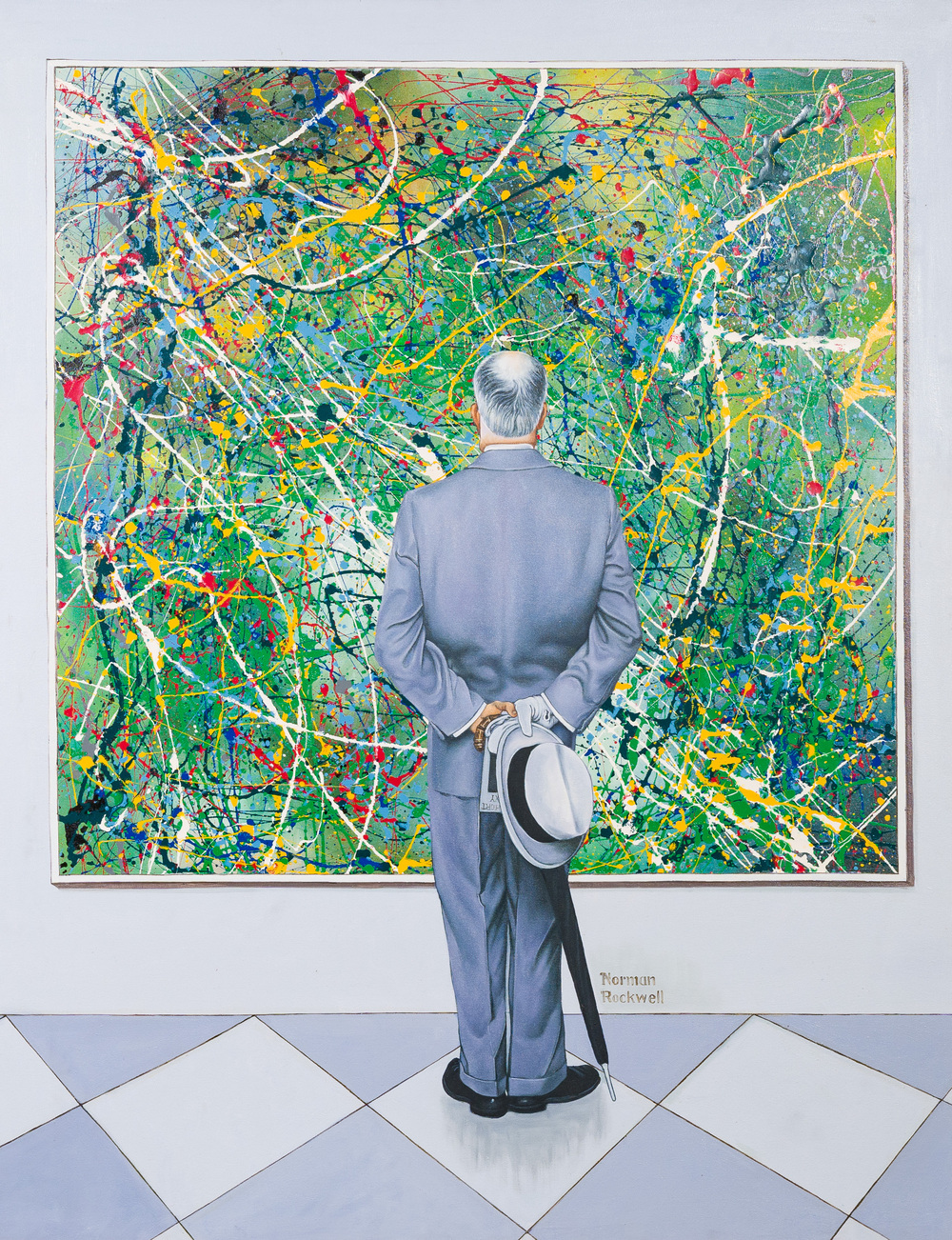 D'apr&egrave;s Norman Rockwell (1894-1978): 'The Connoisseur', huile sur toile