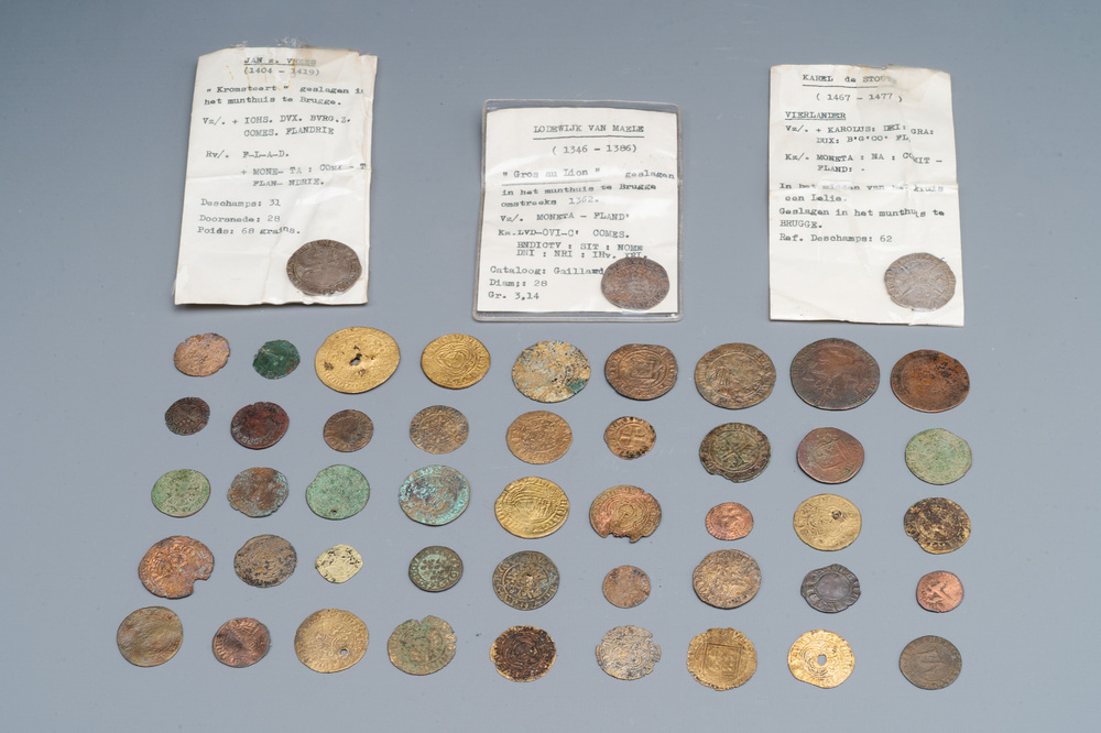 Een diverse collectie munten, 14e eeuw en later