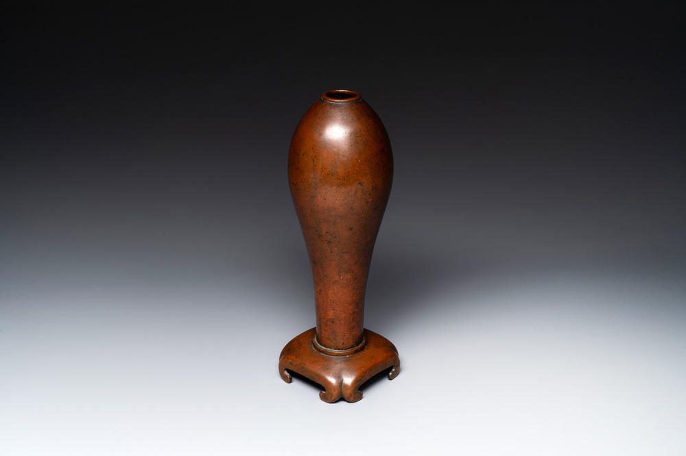 An unusual and large Chinese bronze vase, Ming