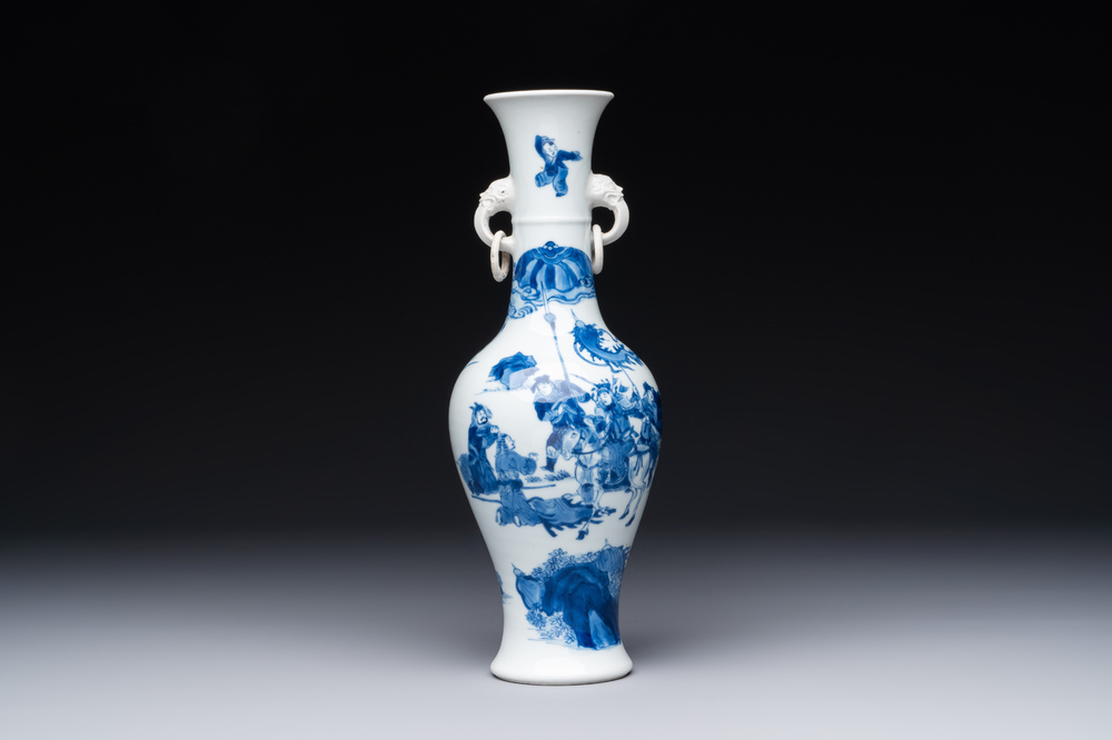 A fine Chinese blue and white vase with narrative design, Kangxi