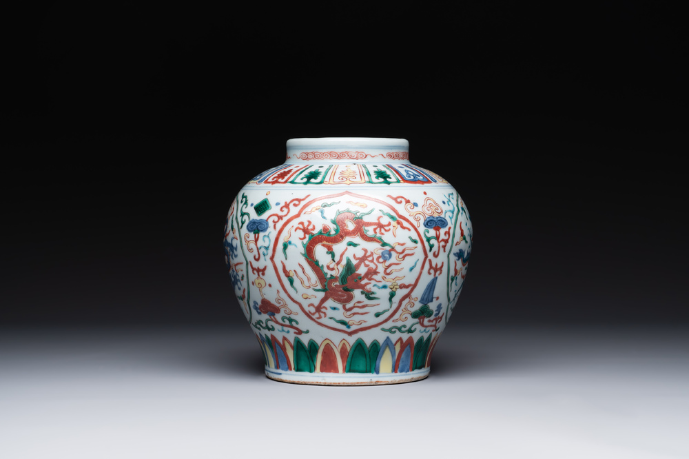A Chinese wucai 'dragon' vase, Wanli mark, Republic
