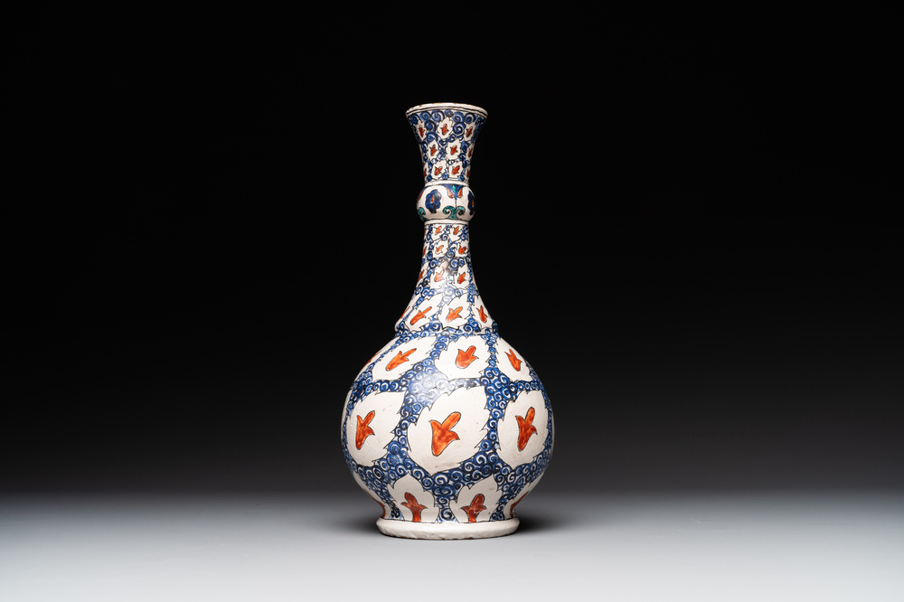 An Iznik-style bottle vase, probably Samson Paris, 19th C.