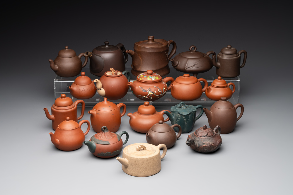 A collection of 20 Chinese Yixing stoneware teapots, 20th C.