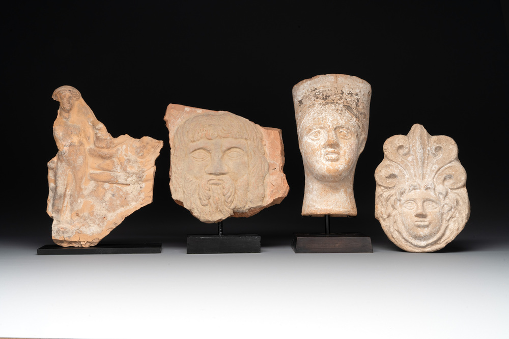 Two frieze fragments, a sculpture of Demeter and the head of a Gorgone, Italy and Greece, 5th/2nd C. B.C.