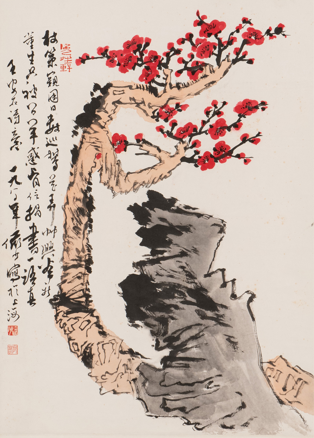 Lu Yanshao 陆俨少 (1909-1993): 'Plum blossom', ink on paper, dated 1986