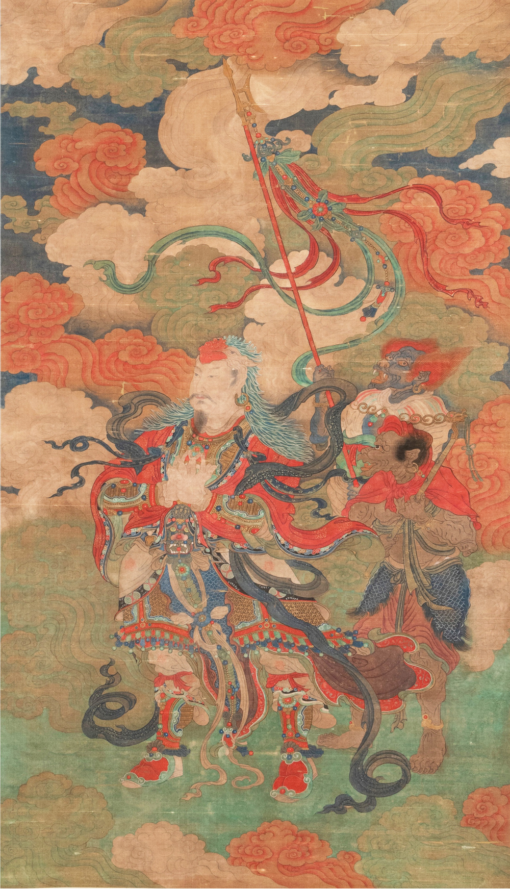 Chinese school: 'Great Heavenly King', ink and colour on silk, Ming or later