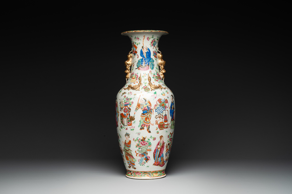 A Chinese Canton famille rose 'Wu Shuang Pu' vase, 19th C.