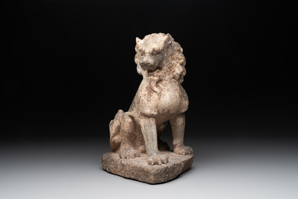 A Chinese Tang-style marble lion, 19/20th C.