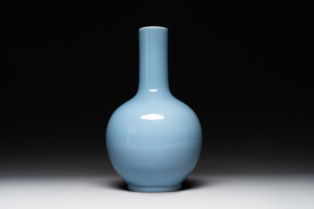 A Chinese monochrome clair-de-lune-glazed bottle vase, Republic