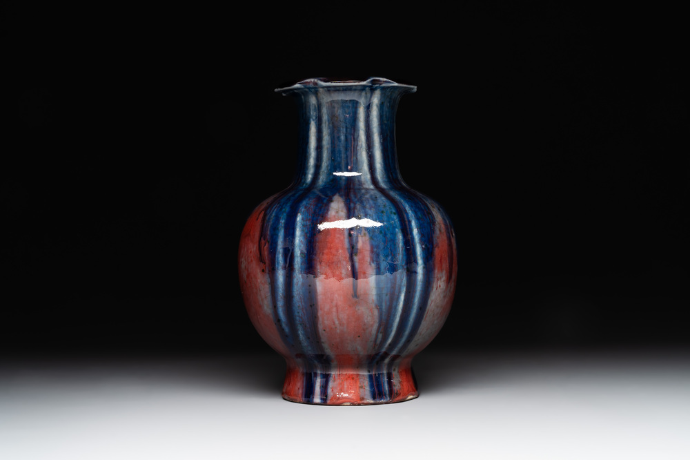 A Chinese flamb&eacute;-glazed vase, Qianlong mark, 18/19th C.
