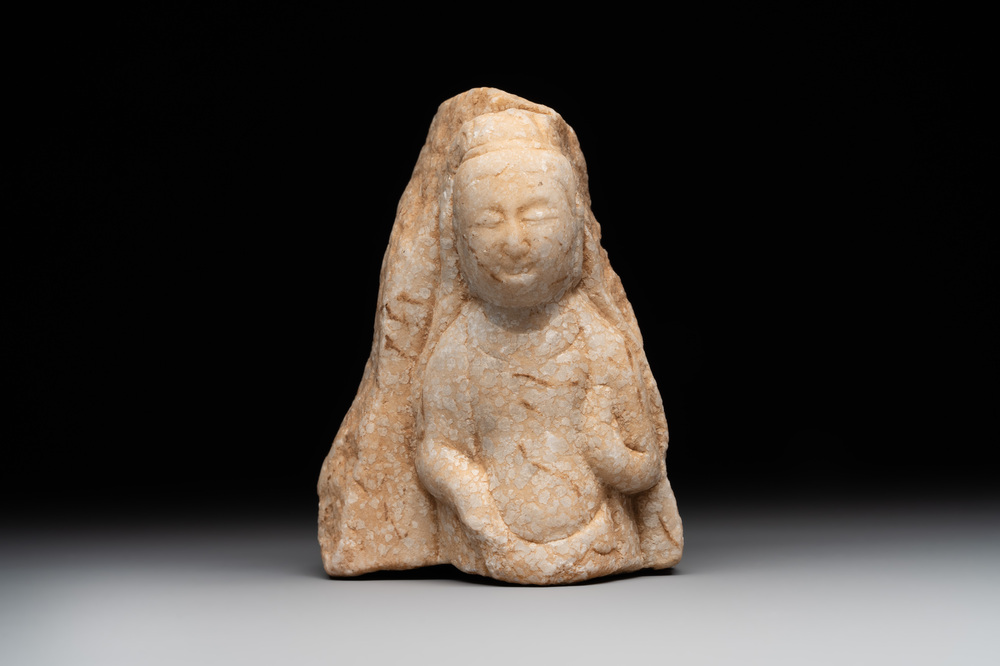 A Chinese marble bust of Buddha, Northern Qi