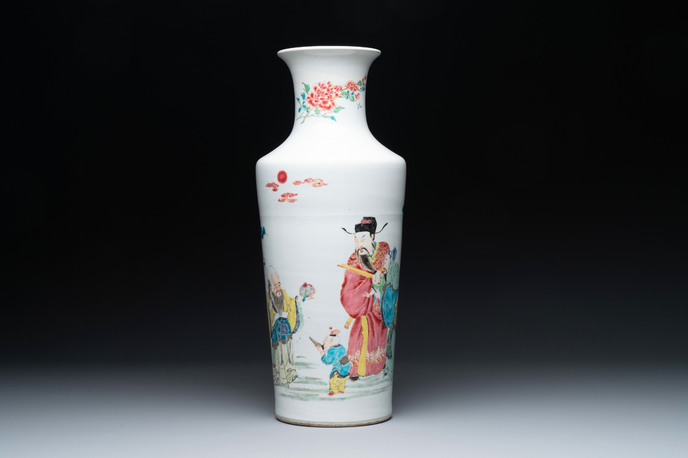 A fine Chinese famille rose 'Sanxing' vase, Yongzheng