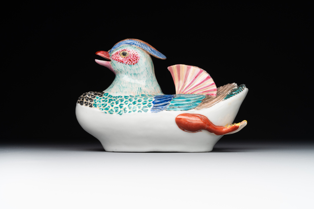 A Japanese Kakiemon model of mandarin duck, Edo, late 17th C.