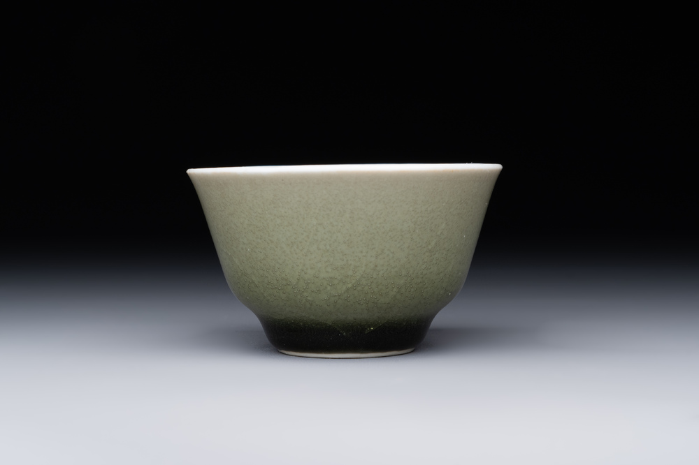 A rare Chinese monochrome peachbloom-glazed cup, Qianlong mark and of the period