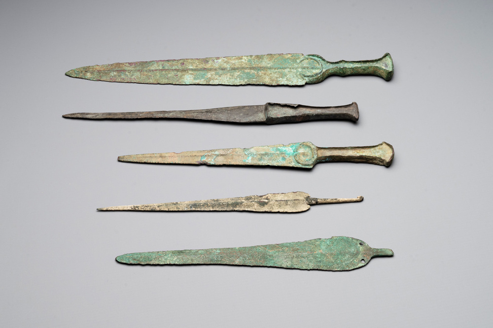 Four bronze daggers and a sword, Luristan and Syria, 1st C. B.C.