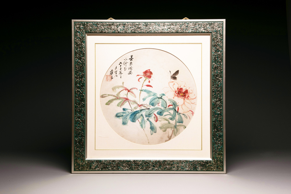 Zhang Daqian 張大千 (1898-1983): 'Peonies and butterfly', ink and colour on paper