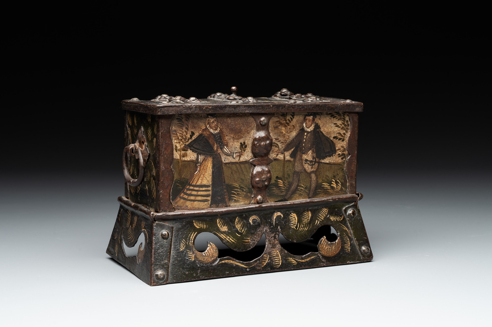 A polychrome wrought-iron casket, South Germany, Nuremberg, 17th C.
