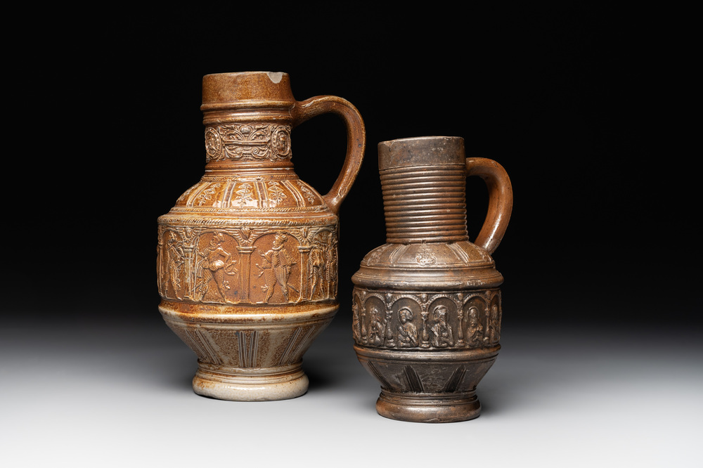 Two Raeren stoneware jugs, late 16th C.
