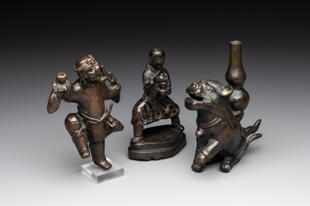 Three various Chinese bronze incense holders, Yuan/Ming