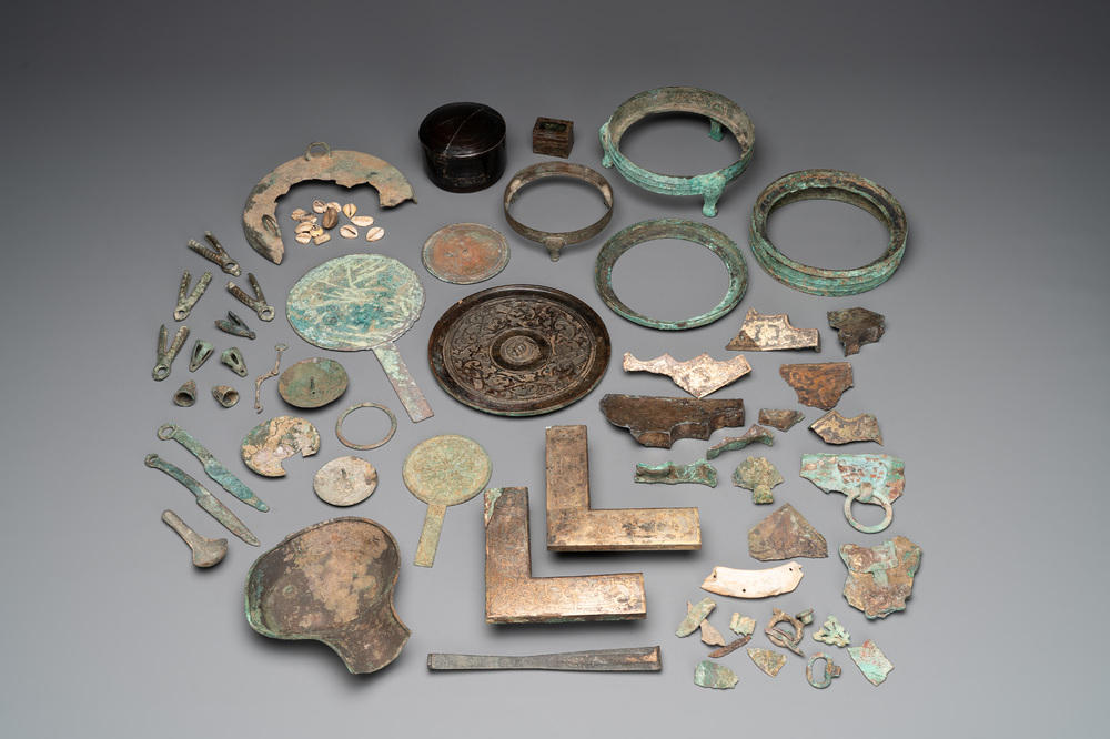 A study group of various Chinese bronze and other archaeological finds, Spring and Autumn/Warring States Period