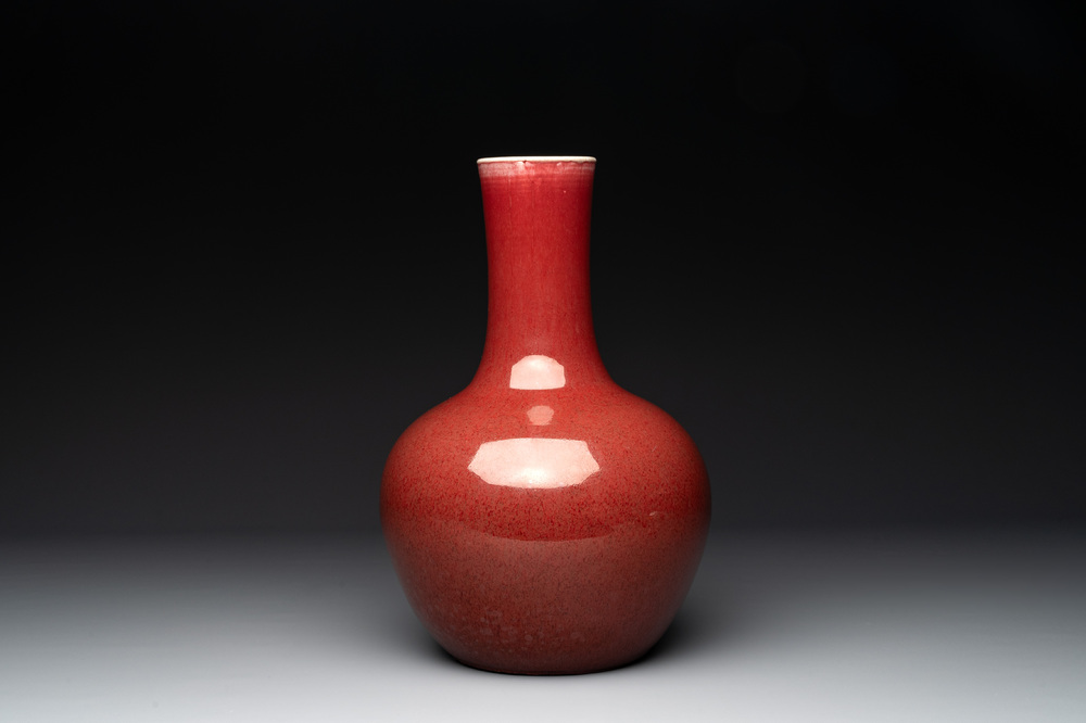 A Chinese copper-red-glazed bottle vase, 19th C.