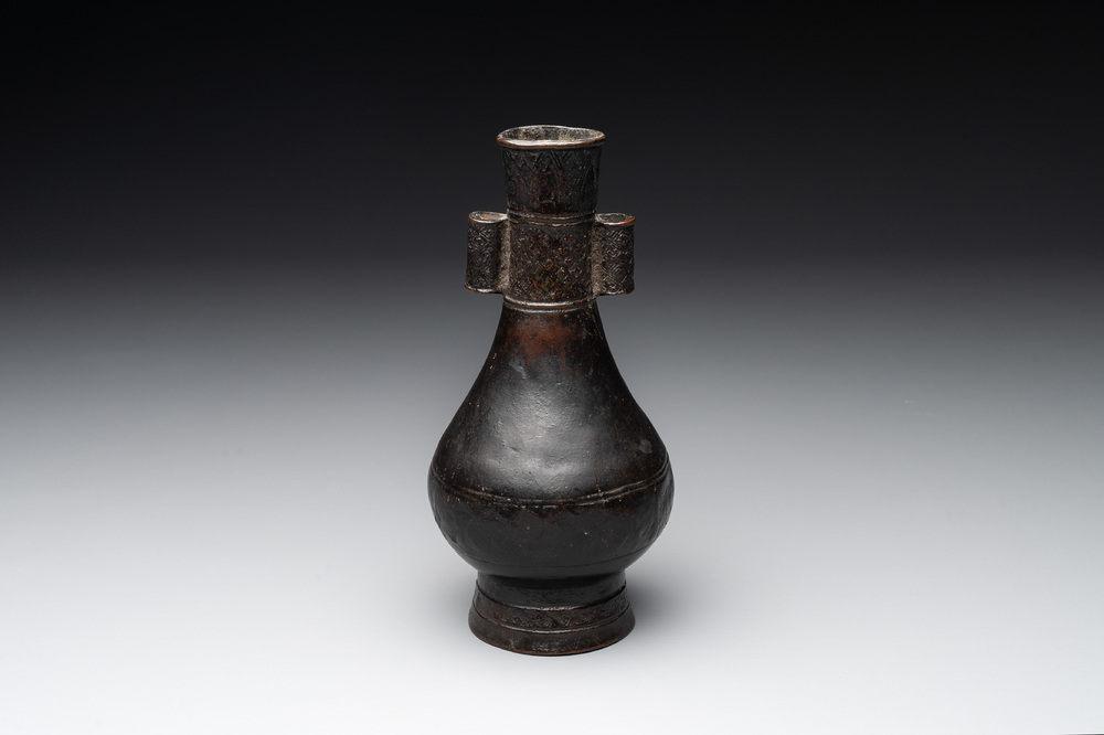 A Chinese bronze 'touhu' vase, Yuan
