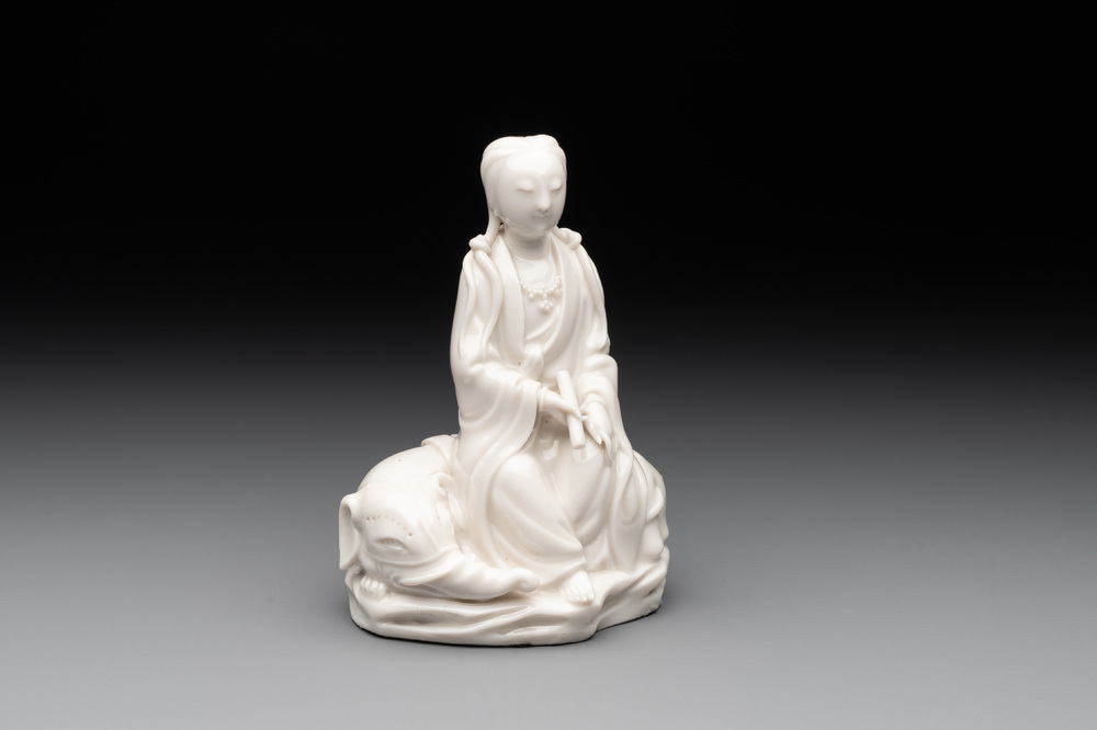 A Chinese Dehua blanc de Chine Guanyin, He Chaozong 何朝宗 mark, 19th C.