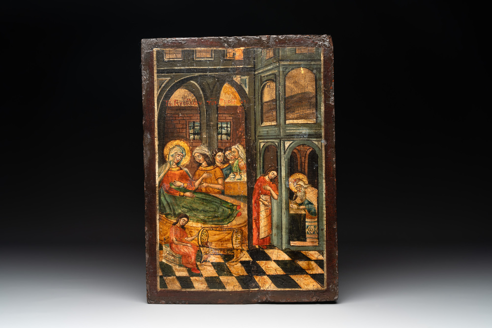 An icon of the Nativity of the Virgin Mary, Greece, 18th C.
