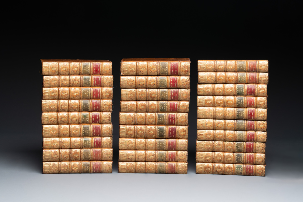The complete Histoire Moderne by M. Rollin, including the history of the Chinese and Japanese demography, in 28 volumes , dated 1755