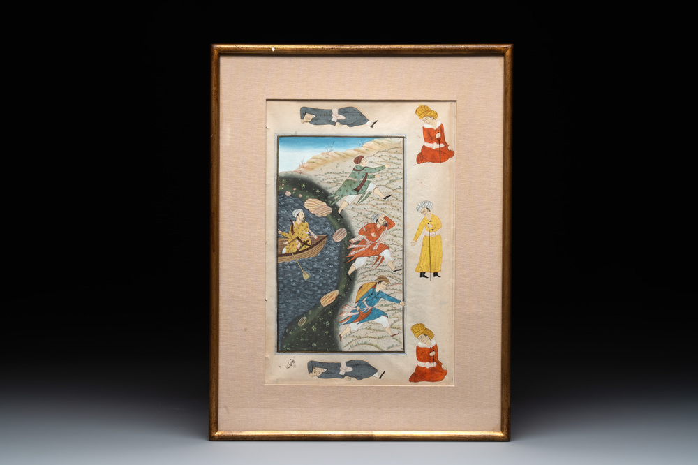 Mughal School: illuminated manuscript page, 19th C.