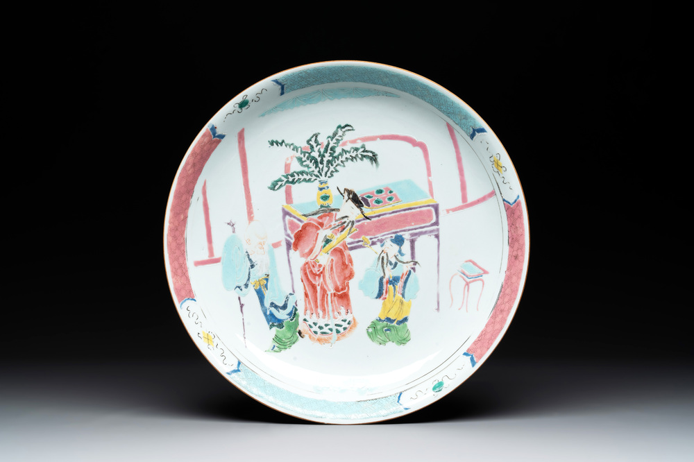 A Chinese famille rose 'San Xin' dish, Yongzheng