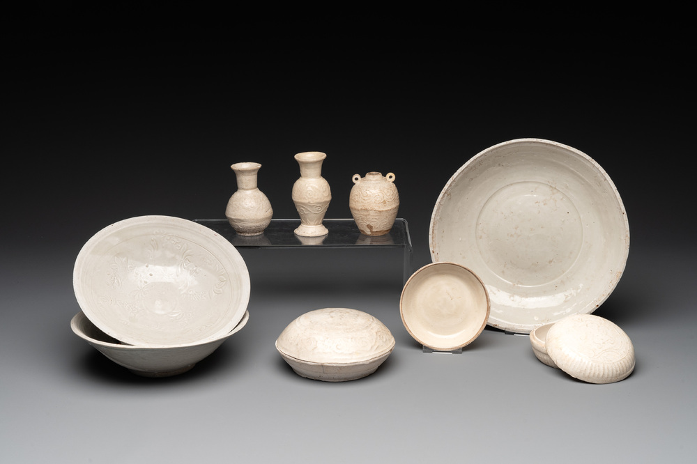 A collection of nine Chinese white-glazed and cream-glazed wares, incl. Dehua, Song/Ming
