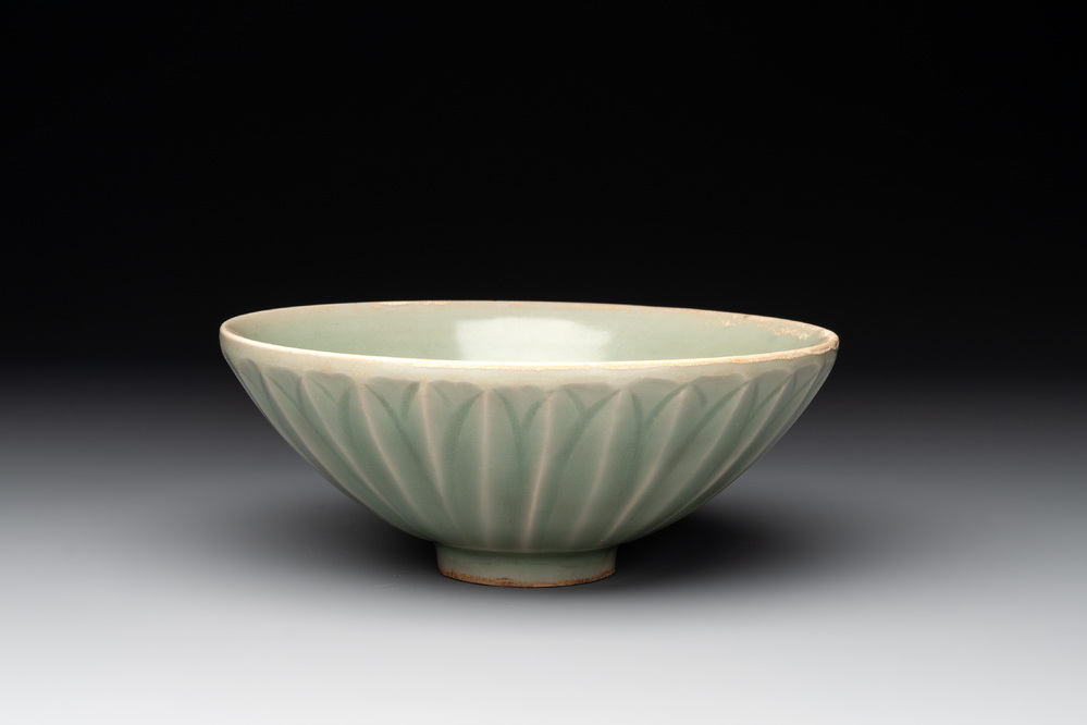 A Chinese Longquan celadon 'lotus' bowl, Song or later