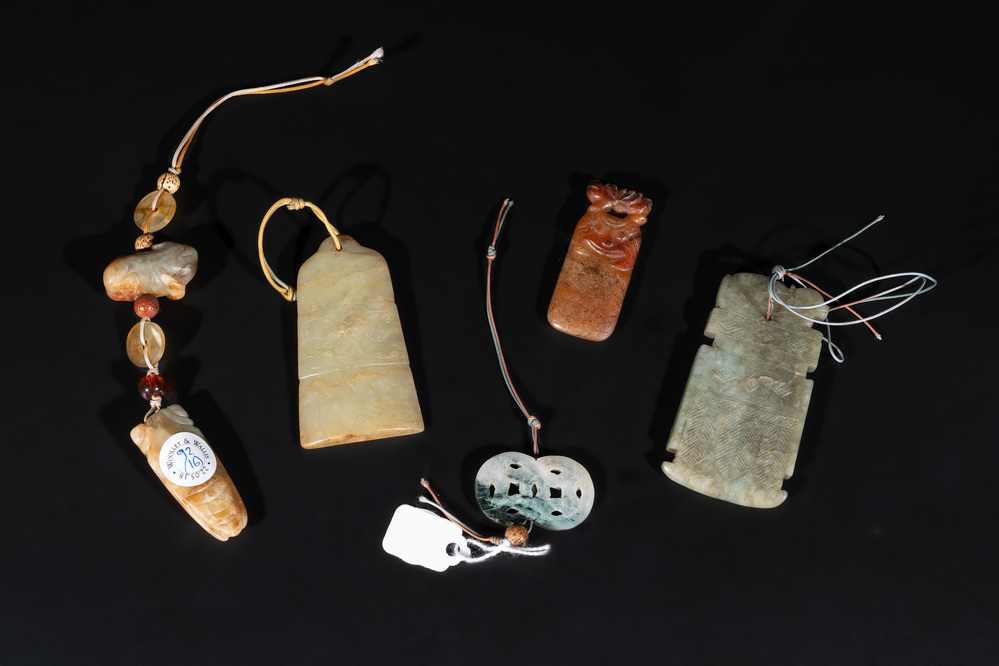 A collection of Chinese jade pendants, Qing