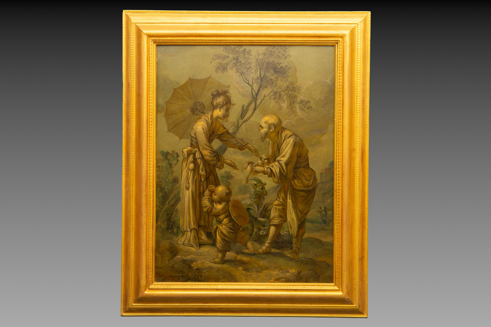 European School: Chinioserie, oil on canvas, signed Henri Martin, dated 1884